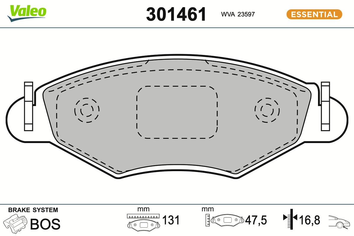 Jeu de 4 plaquettes de frein VALEO ref. 301461